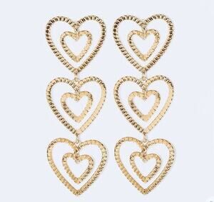 SUGARFIX by Baublebar Stacked Gold Heart Drop Earrings - Gold